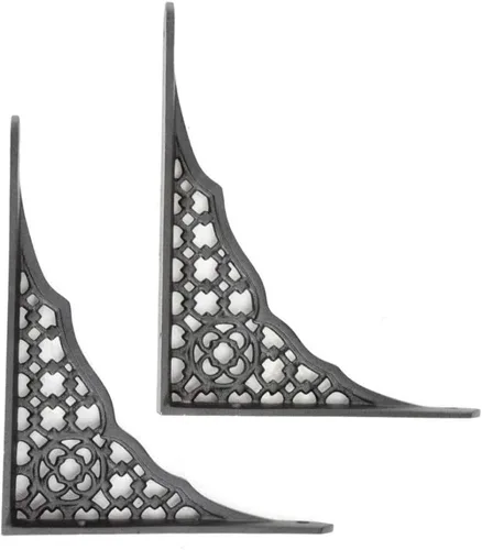 Miniatura 6 de Renovators Supply Manufacturing Par de soportes flotantes para estantes de 7 pulgadas x 8-3/4 pulgadas, soportes victorianos de aluminio negro