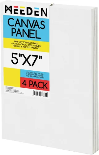Miniatura 13 de MEEDEN Paquete de 12 tableros de lona 100% algodón para pintar, paneles de lienzo en blanco de 5 x 7 pulgadas para pintura al óleo y acrílica