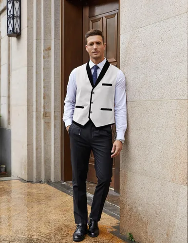 Miniatura 4 de COOFANDY Chaleco de traje para hombre, ajustado, formal, de negocios, casual, para boda