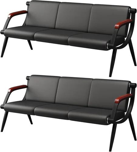 Miniatura 14 de wonline Banco de sala de espera, sillas de recepción de muebles de oficina con brazos, sillas de cuero adecuadas para clínica, aeropuerto, hospital