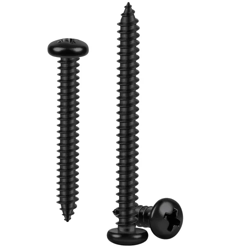 Miniatura 5 de Tornillos autorroscantes #4 x 1 de cabeza de sartén Tornillos para chapa metálica y madera, óxido negro, acero inoxidable 304 18-8, 100 piezas