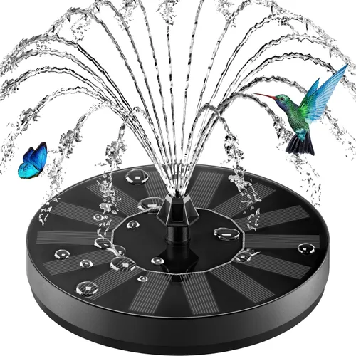 Fuente solar 100% cubierta de vidrio, fuente de agua de colibrí alimentada por energía solar, bomba de fuente de baño para pájaros al aire libre con