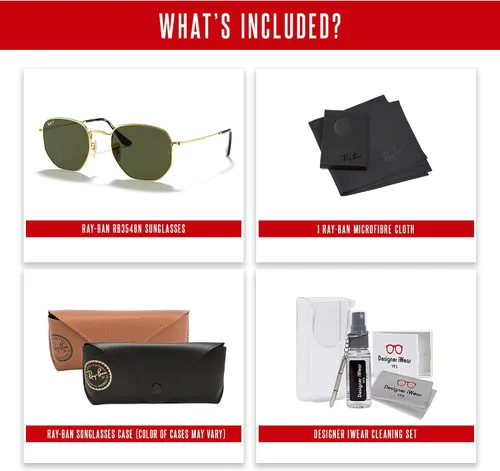 Miniatura 5 de Ray-Ban RB3548N - Gafas de sol hexagonales 001 de 54 M para hombres y mujeres (grande), paquete con kit de diseñador iWear