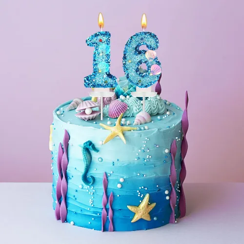 Miniatura 6 de Vela de número de cumpleaños de 3 pulgadas, con purpurina para decoración de pastel, lentejuelas y números de pastel para cumpleaños, boda
