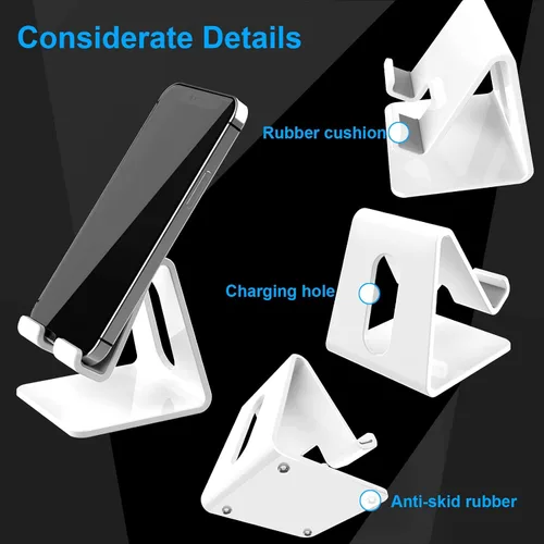 Miniatura 3 de Crpich Soporte acrílico para teléfono celular, soporte portátil para teléfono, soporte de teléfono blanco para escritorio, compatible con Phone16 15