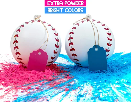 Miniatura 3 de Juego de béisbol para revelación de género, bolas azules y rosadas, explosivas con polvo, la mejor idea para niños o niñas, fiesta reveladora