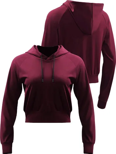 Miniatura 2 de CADMUS Sudadera corta casual de manga larga para mujer, sudadera con capucha para correr, paquete de 1 o 2