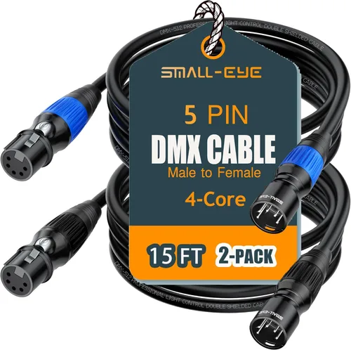 Miniatura 16 de SMALL-EYE Cable DMX de 5 pines de 10 pies, paquete de 4 cables macho a hembra de iluminación de escenario DMX512 (10 pies)
