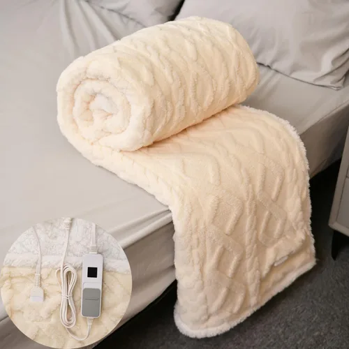MERRYLIFE - Manta eléctrica calentada, manta eléctrica suave y acogedora con 4 niveles de calefacción y apagado automático de 8 horas, protección
