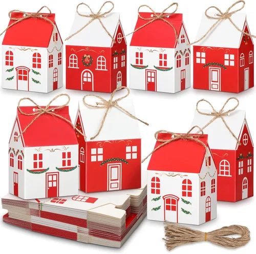 Miniatura 10 de Zhanmai 48 piezas cajas de regalo de Navidad con dulces, casa de jengibre en miniatura, pequeña caja de regalo para fiesta de Navidad, contenedor