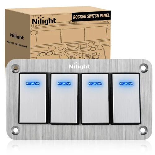 Miniatura 18 de Nilight Panel de interruptor basculante de 2 posiciones, 12V 24V DC, interruptores rojos, aluminio, 5 pines, ON OFF, precableado, impermeable