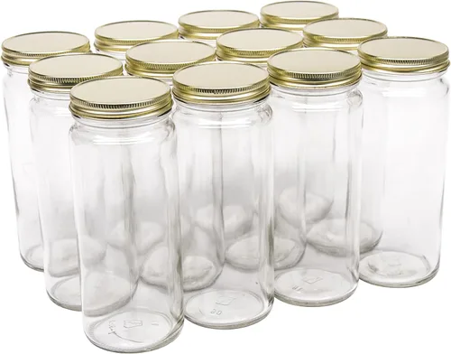 Miniatura 2 de North Mountain Supply Tarros de vidrio de boca ancha de 16 onzas para conservas de lados rectos, con tapas de metal blanco, caja de 12