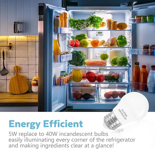 Miniatura 3 de Paquete de 2 bombillas LED para refrigerador, luz blanca diurna, 5000 K, 120 V, 40 W, equivalente a la bombilla para electrodomésticos, A15 5 W