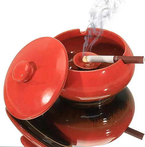 Miniatura 2 de K COOL Cenicero con tapa para cigarrillos, de cerámica, sin humo, inodoro, impermeable, resistente al viento, ceniceros para el hogar, oficina