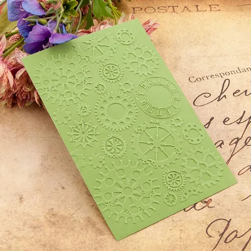 Miniatura 5 de Qoiseys Carpetas de plástico con rueda de engranajes para hacer tarjetas, plantilla de máquina de gofrado, plantilla de papel para manualidades