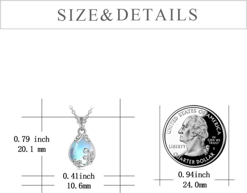 Miniatura 6 de POPLYKE Collar con colgante de lágrima de filigrana de plata de ley, joyería de cristal para mujer