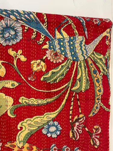 Miniatura 14 de Colcha india hecha a mano con estampado de pavo real, hippie grande, de algodón, tamaño Queen, Gudri, bohemia, manta