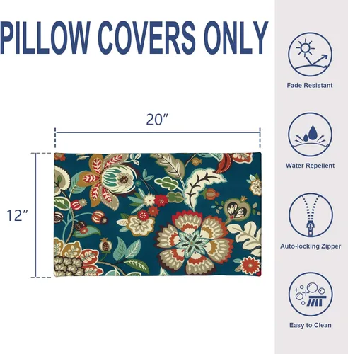 Miniatura 925 de Juego de 2 almohadas para exteriores de 16 x 16 pulgadas, repelentes al agua con interiores, para muebles de patio, hogar, jardín, geometría bohemia