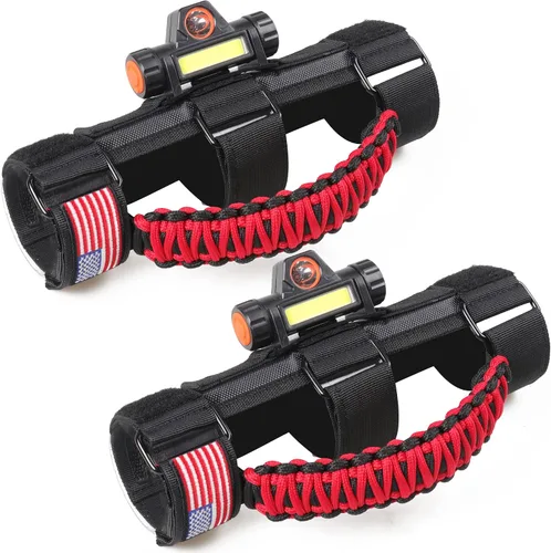 Miniatura 24 de Asas de agarre para barra estabilizadora con luz de techo para 1945-2025 Jeep Wrangler CJ YJ TJ JK JL Gladiator JT UTV Polaris RZR 2.0”-4.0” jaula 2