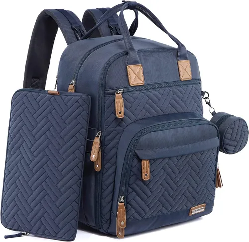 iniuniu Mochila para pañales, kit 4 en 1, bolsas de bebé unisex grandes para niños y niñas, mochila de viaje impermeable con bolsa para pañales Azul