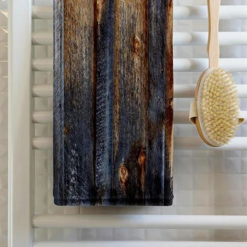 Miniatura 2 de 3dRose Toalla de mano de baño de 22 x 30 - Texturas de aspecto de madera de granero marrón