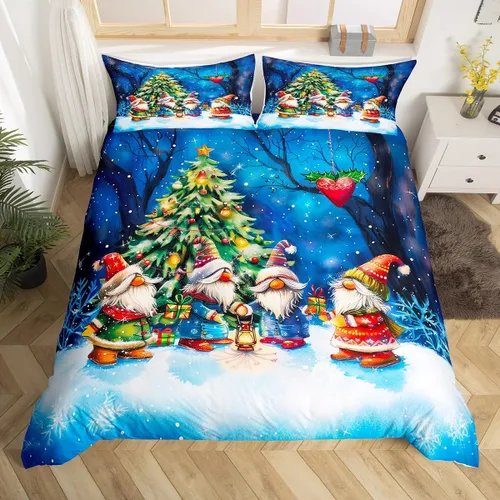 Miniatura 26 de Funda de edredón de Papá Noel, juego de ropa de cama para niños, funda de edredón de flores rosas para decoración de habitación de niños y niñas