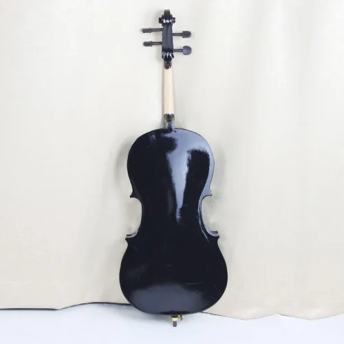 Miniatura 8 de Kit de violonchelo de madera maciza con estuche, arco y puente de colofonia, instrumento musical para principiantes, niños y adultos (4/4, negro)