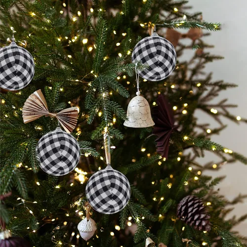 Miniatura 5 de 12 bolas de Navidad de búfalo a cuadros de 2.4 pulgadas/2.362 in, adornos colgantes de Navidad, adornos decorativos para colgar el árbol de Navidad