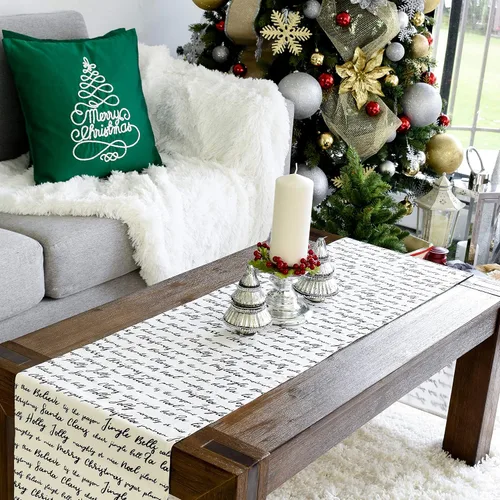 Miniatura 6 de Camino de mesa de Navidad, bufanda de tocador blanco hueso, 100% algodón, decoración de fiesta para el hogar, cocina, comedor, vacaciones, tela