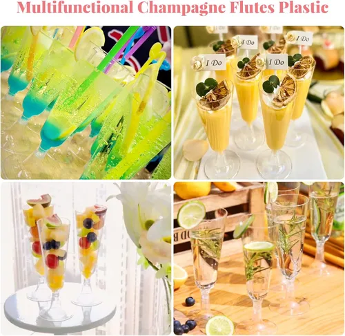 Miniatura 5 de SUREHOME Copas de champán de plástico, paquete de 200 copas de champán desechables, copas de mimosa de 5 onzas, copas de plástico transparente