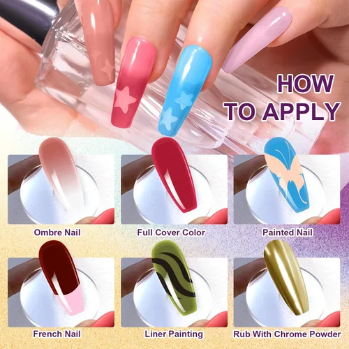 Miniatura 3 de Juego de esmaltes de gel con gradiente, 9 colores ombre, esmalte de gel para uñas rojo, marrón, azul claro, rosa, esponjado para pigmento, Pat Aura