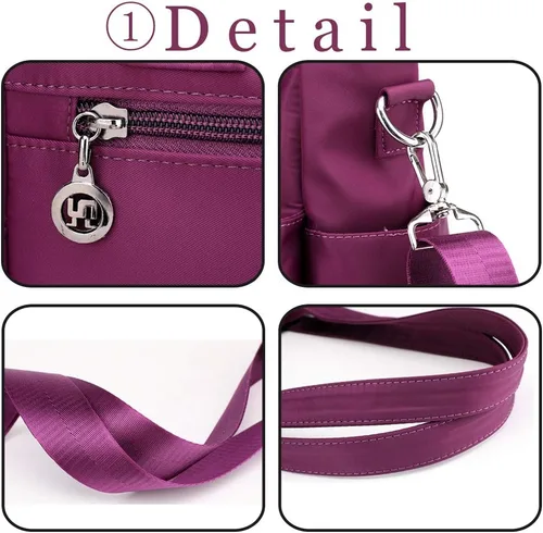 Miniatura 7 de Bolsas de nailon para mujer, impermeable, bolsa de hombro casual, bolso ligero, bolsa de múltiples bolsillos