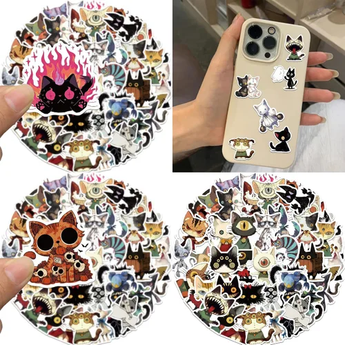 Miniatura 4 de Calcomanías de terror de brujas, accesorios de gato negro y gato gótico para adultos y adolescentes, impermeables