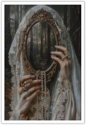 Miniatura 16 de Pintura retro de chica con estilo vintage en lienzo con estampado de rosas, póster estético antiguo, chica victoriana de estilo moody, arte de pared