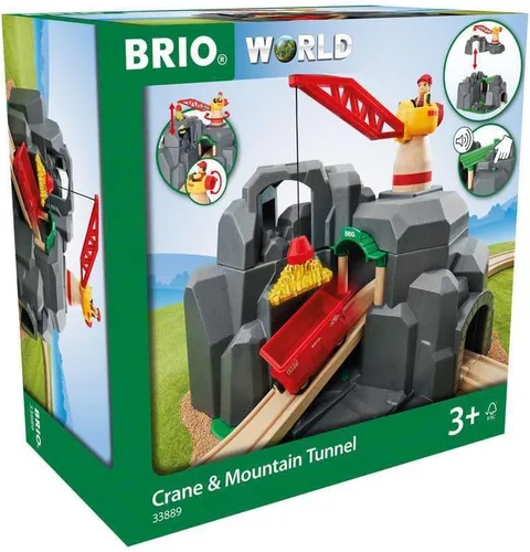Miniatura 4 de BRIO World - 33889 Crane & Mountain Tunnel Accesorio de tren de juguete de 7 piezas para niños Juego interactivo Madera certificada FSC