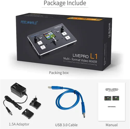 Miniatura 8 de FEELWORLD LIVEPRO L1 4 x HDMI Entradas Multi Formato Video Mezclador Conmutador USB 3.0 Salida en tiempo real Transmisión en vivo Multi Cámara