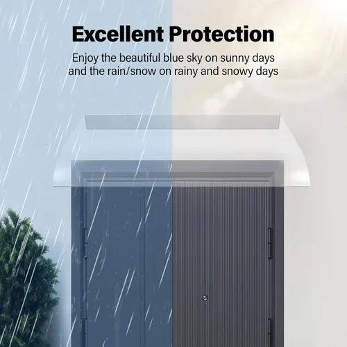 Miniatura 4 de Toldo transparente para puerta, protección UV, refugio de lluvia y nieve, cubierta transparente gruesa, sin mantenimiento, toldo para puerta