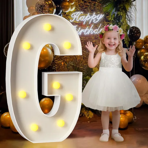 Miniatura 35 de Mixifox Letras V de marquesina de 3 pies, letras grandes iluminadas de 3 pies de alto con luces, letra grande para boda, compromiso, graduación