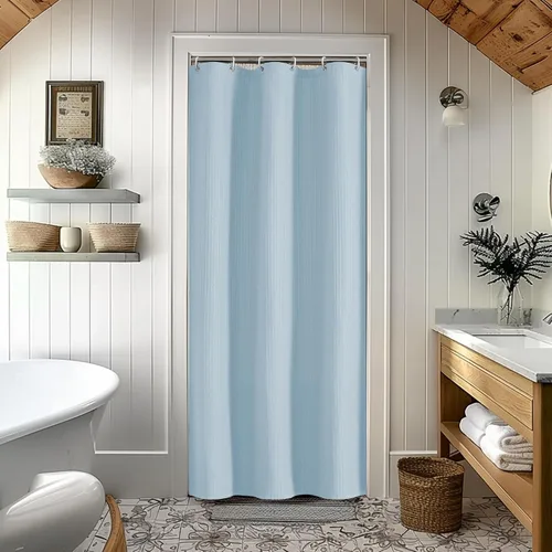 Miniatura 32 de OVZME Juego de cortina de ducha de tela para cabina - 36x72, tejido de gofre 230GSM, cortinas de ducha pequeñas para cabina estrecha, cortina