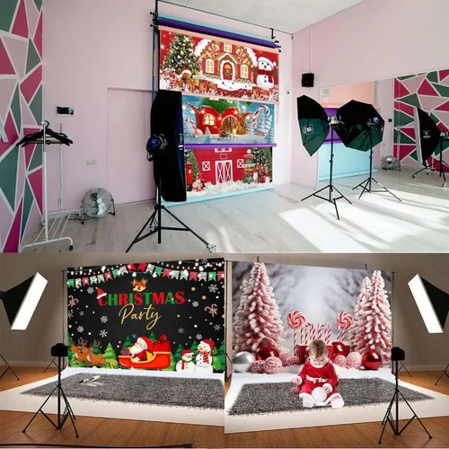 Miniatura 4 de Telón de fondo de fotografía de árbol de Navidad, decoración de partitura musical para niños, decoración de cumpleaños, retrato de invierno, escena