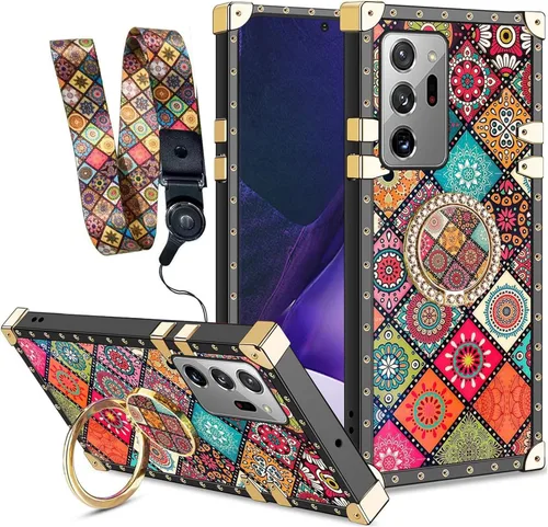 Miniatura 10 de Funda para teléfono Samsung Galaxy A21S con soporte de anillo, diseño retro elegante de lujo, estampado de leopardo, guepardo, dorado, protección