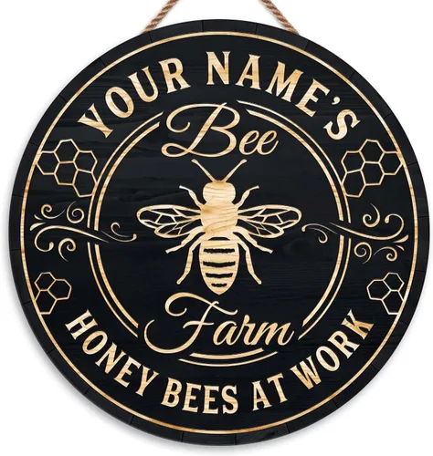 Miniatura 11 de Placa de pared personalizada de madera de abeja de miel, regalos para apicultores, letrero de granja de res, letrero de abeja, decoración de abeja