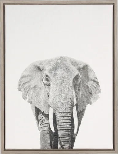 Miniatura 9 de Kate and Laurel Sylvie - Lienzo enmarcado con diseño de elefante y retrato en blanco y negro, arte de pared por Simon Te Tai, 23 x 33 pulgadas