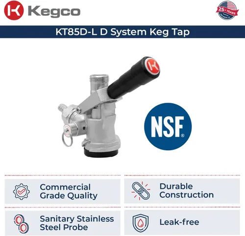 Miniatura 5 de Kegco Elite Series - Kit de grifo de barril de extracción directa con tanque de CO2 rojo de 5 libras
