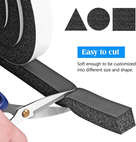 Miniatura 3 de Tiras de espuma con adhesivo de 1 pulgada de ancho x 1 pulgada de grosor, burlete de neopreno de alta densidad de celda cerrada para aislamiento