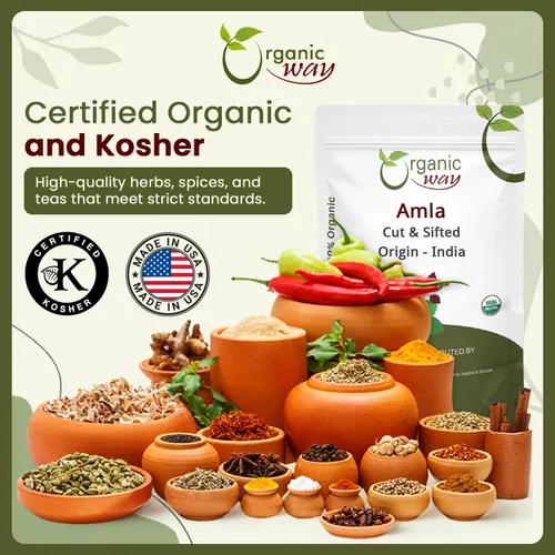 Miniatura 8 de Organic Way Amla/Grosella Espinosa India Seca Cortada y Tamizada (Phyllanthus emblica) - Certificado Orgánico y Kosher Crudo, Vegano, Sin OMG