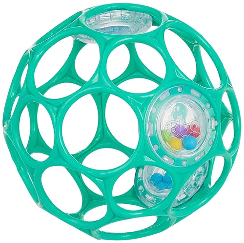 Miniatura 4 de Bright Starts Oball - Sonajero fácil de agarrar sin BPA, juguete infantil en color verde azulado, edad recién nacido y más, 4 pulgadas