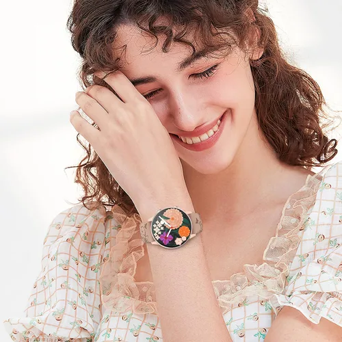 Miniatura 5 de Paquete de 3 correas grabadas con flores compatibles con Samsung Galaxy Watch 7 6 5 4 FE Active 2 1.575 in 1.732 in, Watch 6 4 Classic 1.654 in