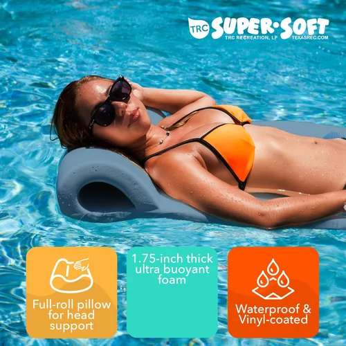 Miniatura 6 de TRC Recreation Sunsation Thick Foam Pool Float Lounger w/Headrest for Lounging & Sunbathing in Swimming Pools, Beaches & Lakes Azul metálico