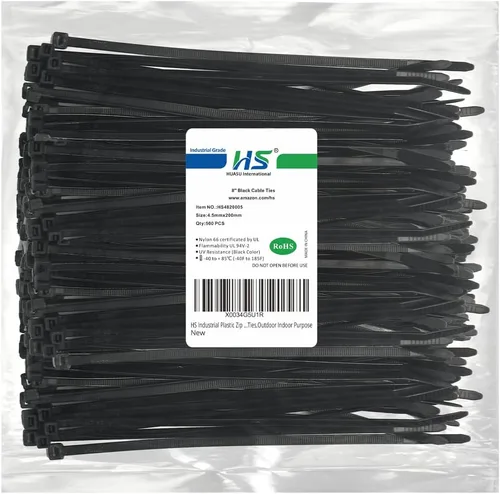 Miniatura 7 de HS Bridas de plástico duraderas de 4 pulgadas (paquete de 1000 unidades) pequeñas envolturas finas de nailon autobloqueantes de 18 libras para Negro